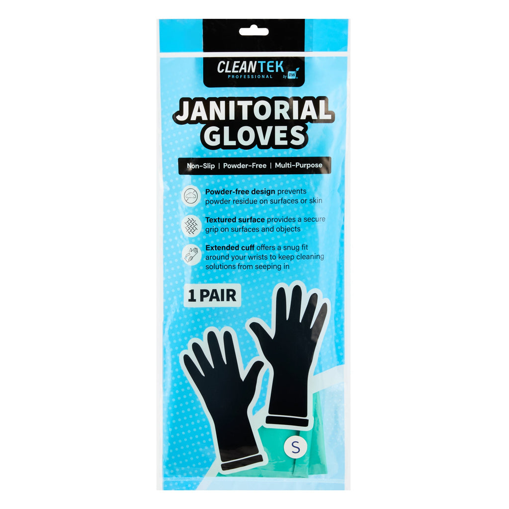 Clean Tek Professional Green Small Nitrile Gloves - 15 mil, Flock Lining, Chemical-Resistant - 13" x 4 1/4" - Pair - 1 count box