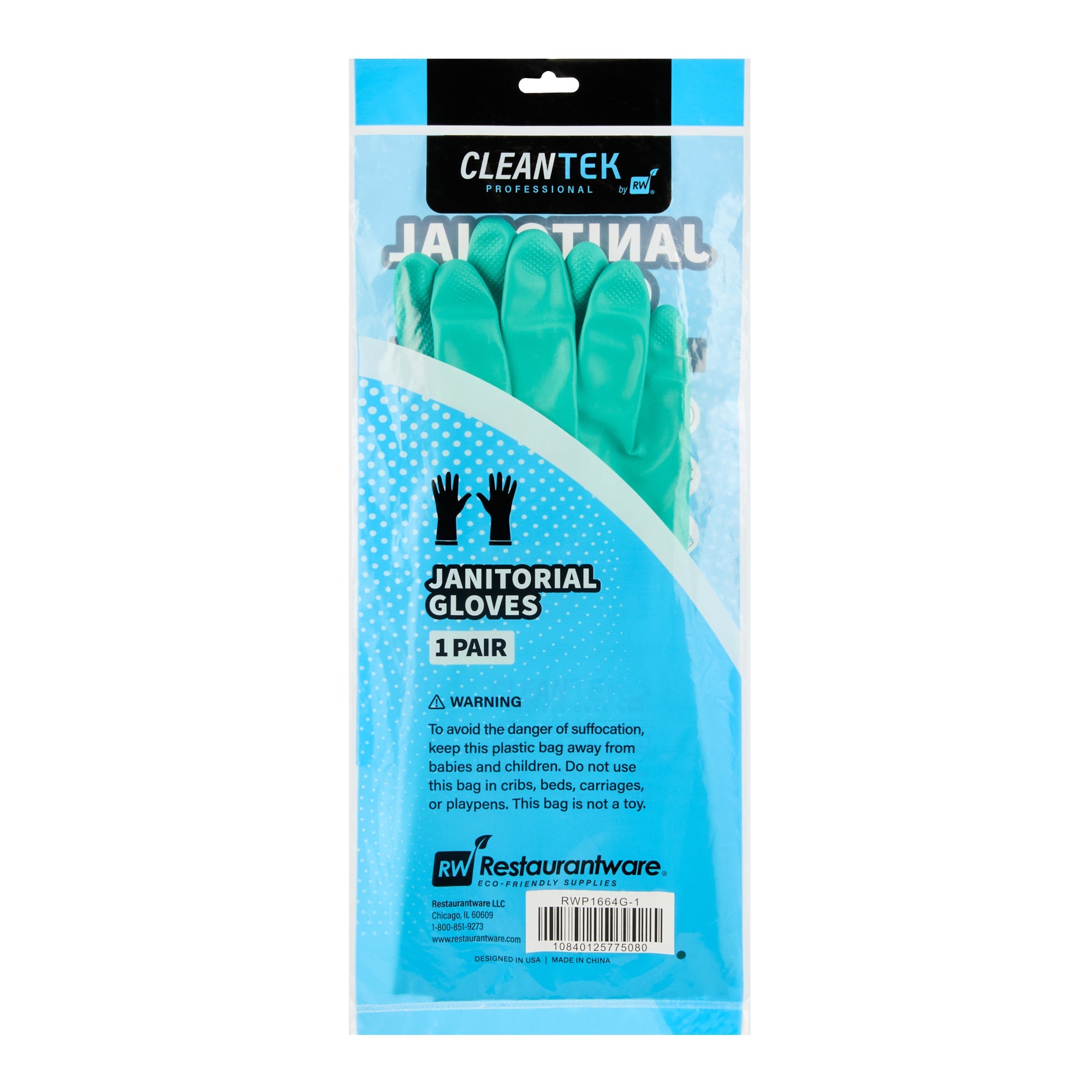 Clean Tek Professional Green Small Nitrile Gloves - 15 mil, Flock Lining, Chemical-Resistant - 13" x 4 1/4" - Pair - 1 count box