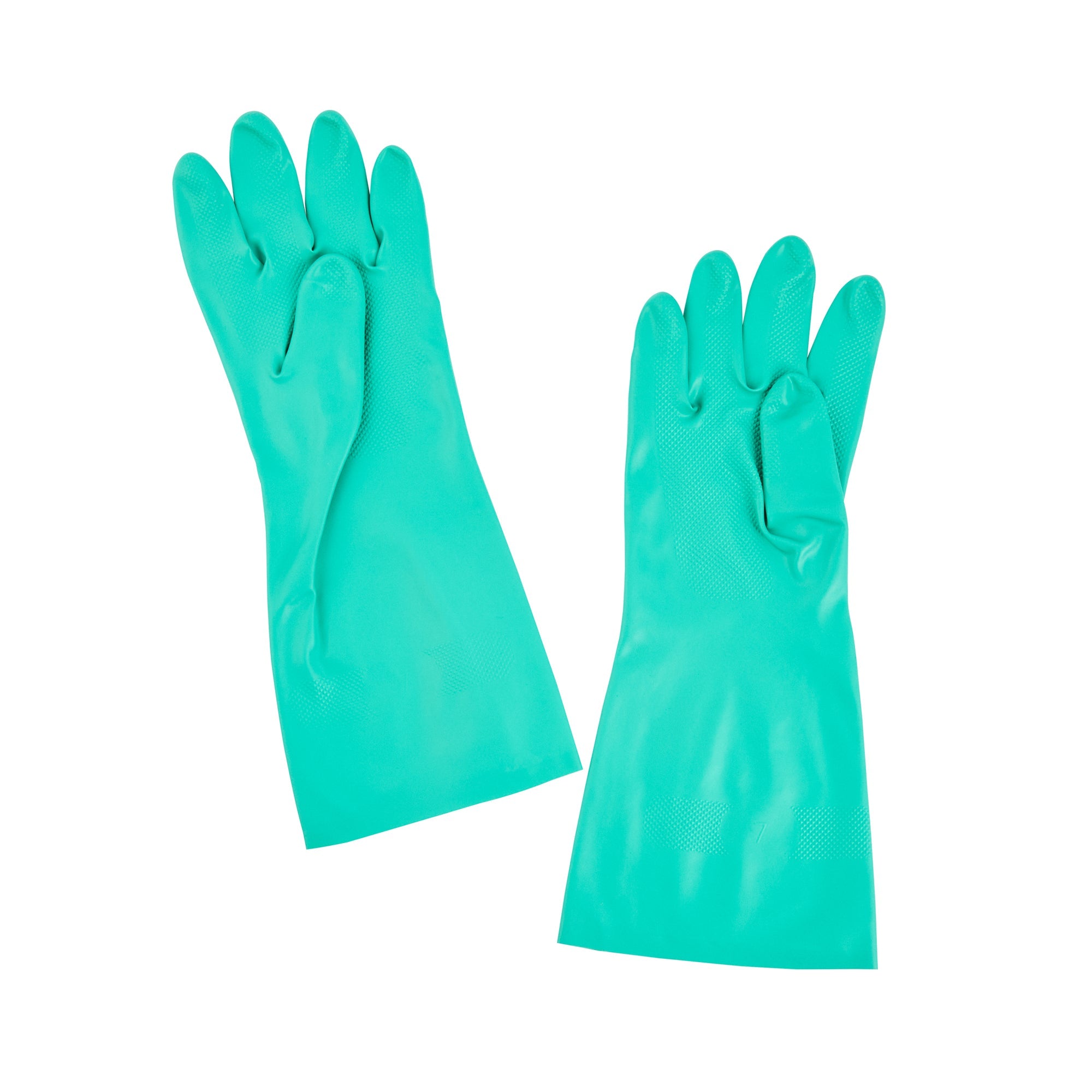 Clean Tek Professional Green Small Nitrile Gloves - 15 mil, Flock Lining, Chemical-Resistant - 13" x 4 1/4" - Pair - 10 count box