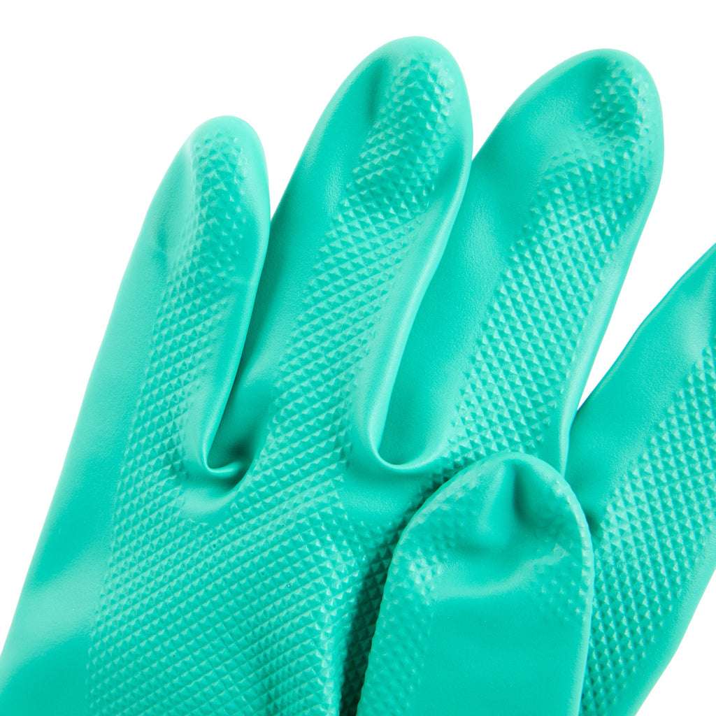 Clean Tek Professional Green Small Nitrile Gloves - 15 mil, Flock Lining, Chemical-Resistant - 13" x 4 1/4" - Pair - 10 count box
