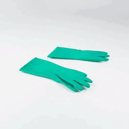 Clean Tek Professional Green Medium Nitrile Gloves - 15 mil, Flock Lining, Chemical-Resistant - 13" x 4 1/4" - Pair - 1 count box