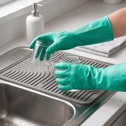 Clean Tek Professional Green Medium Nitrile Gloves - 15 mil, Flock Lining, Chemical-Resistant - 13" x 4 1/4" - Pair - 1 count box