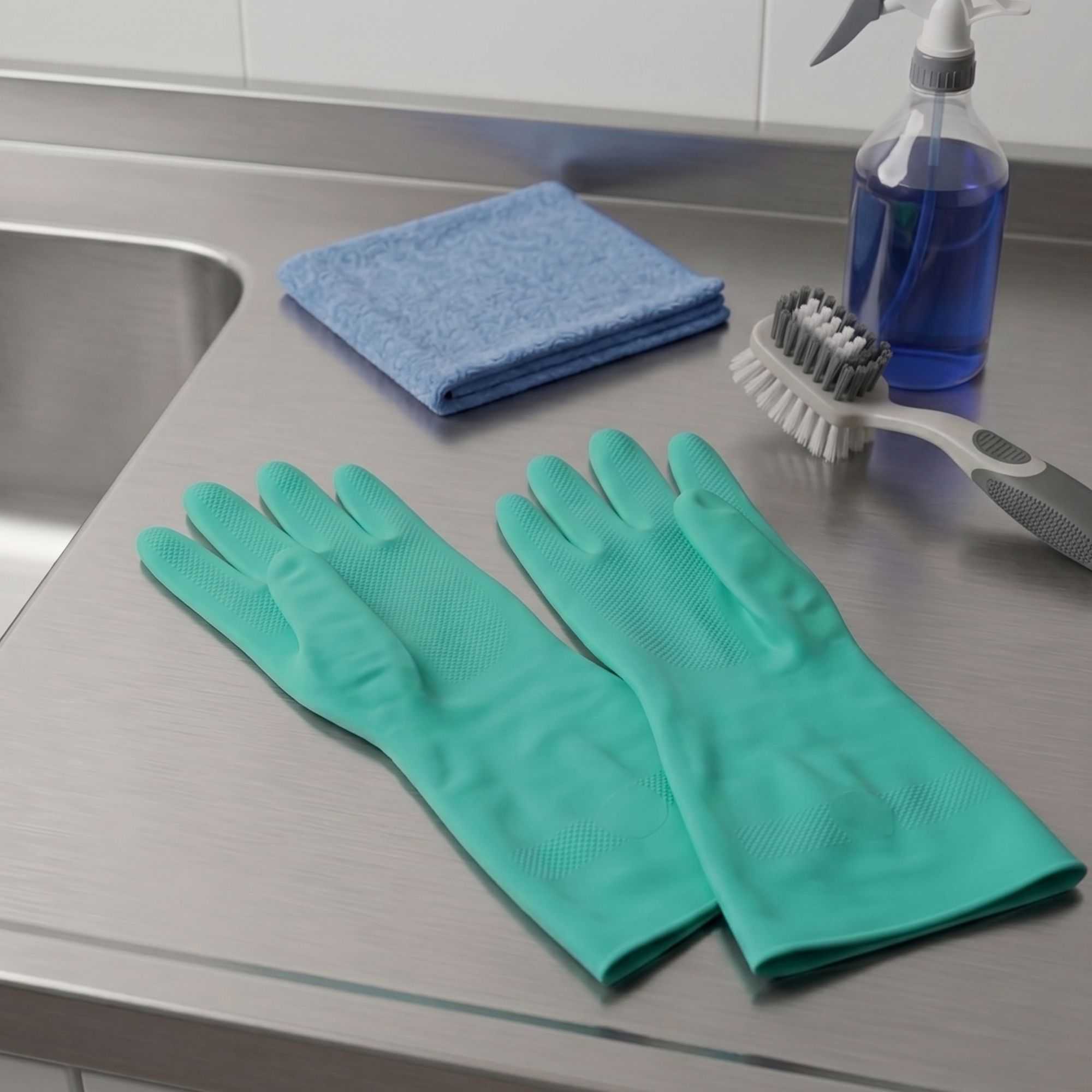 Clean Tek Professional Green Medium Nitrile Gloves - 15 mil, Flock Lining, Chemical-Resistant - 13" x 4 1/4" - Pair - 1 count box