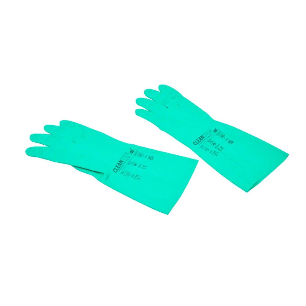Clean Tek Professional Green Medium Nitrile Gloves - 15 mil, Flock Lining, Chemical-Resistant - 13" x 4 1/4" - Pair - 10 count box
