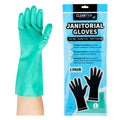 Clean Tek Professional Green Large Nitrile Gloves - 15 mil, Flock Lining, Chemical-Resistant - 13" x 4 1/2" - Pair - 1 count box