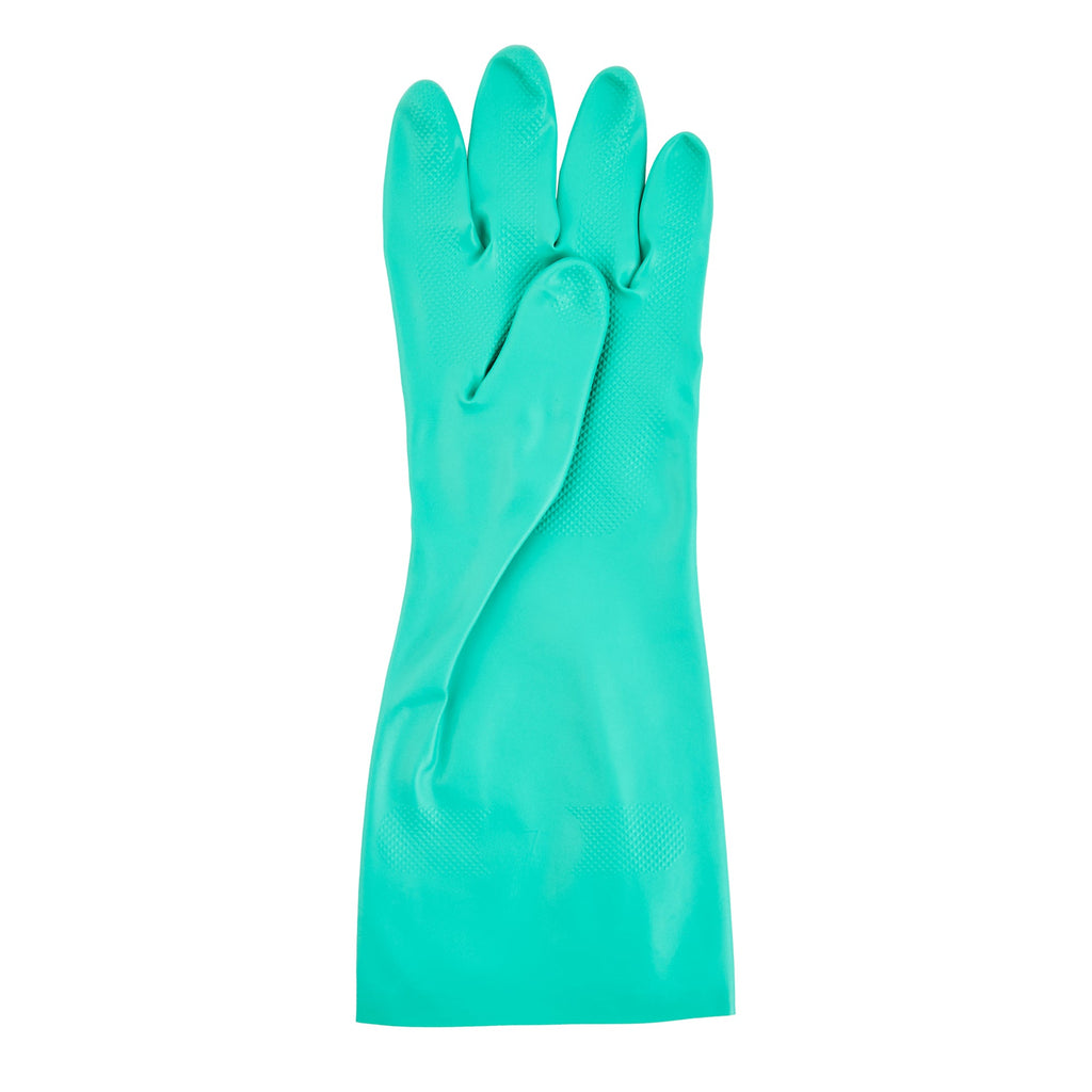 Clean Tek Professional Green Large Nitrile Gloves - 15 mil, Flock Lining, Chemical-Resistant - 13" x 4 1/2" - Pair - 1 count box