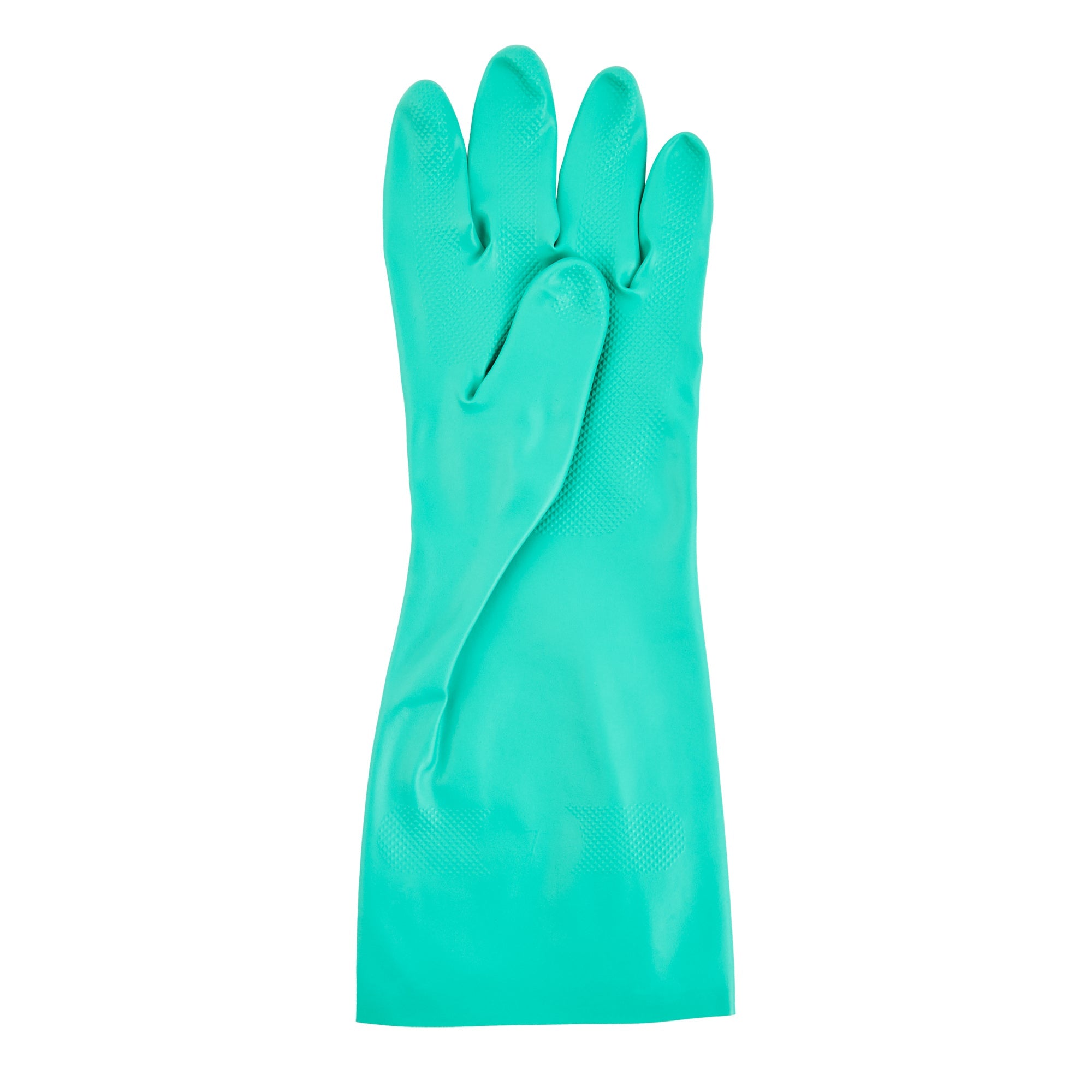 Clean Tek Professional Green Large Nitrile Gloves - 15 mil, Flock Lining, Chemical-Resistant - 13" x 4 1/2" - Pair - 1 count box
