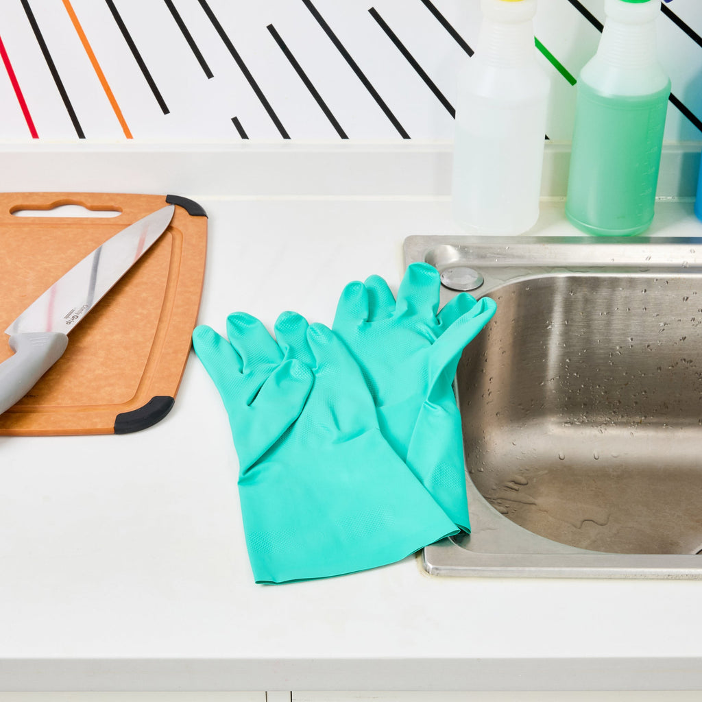 Clean Tek Professional Green Large Nitrile Gloves - 15 mil, Flock Lining, Chemical-Resistant - 13" x 4 1/2" - Pair - 1 count box