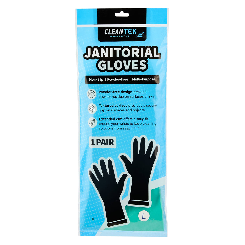 Clean Tek Professional Green Large Nitrile Gloves - 15 mil, Flock Lining, Chemical-Resistant - 13" x 4 1/2" - Pair - 10 count box