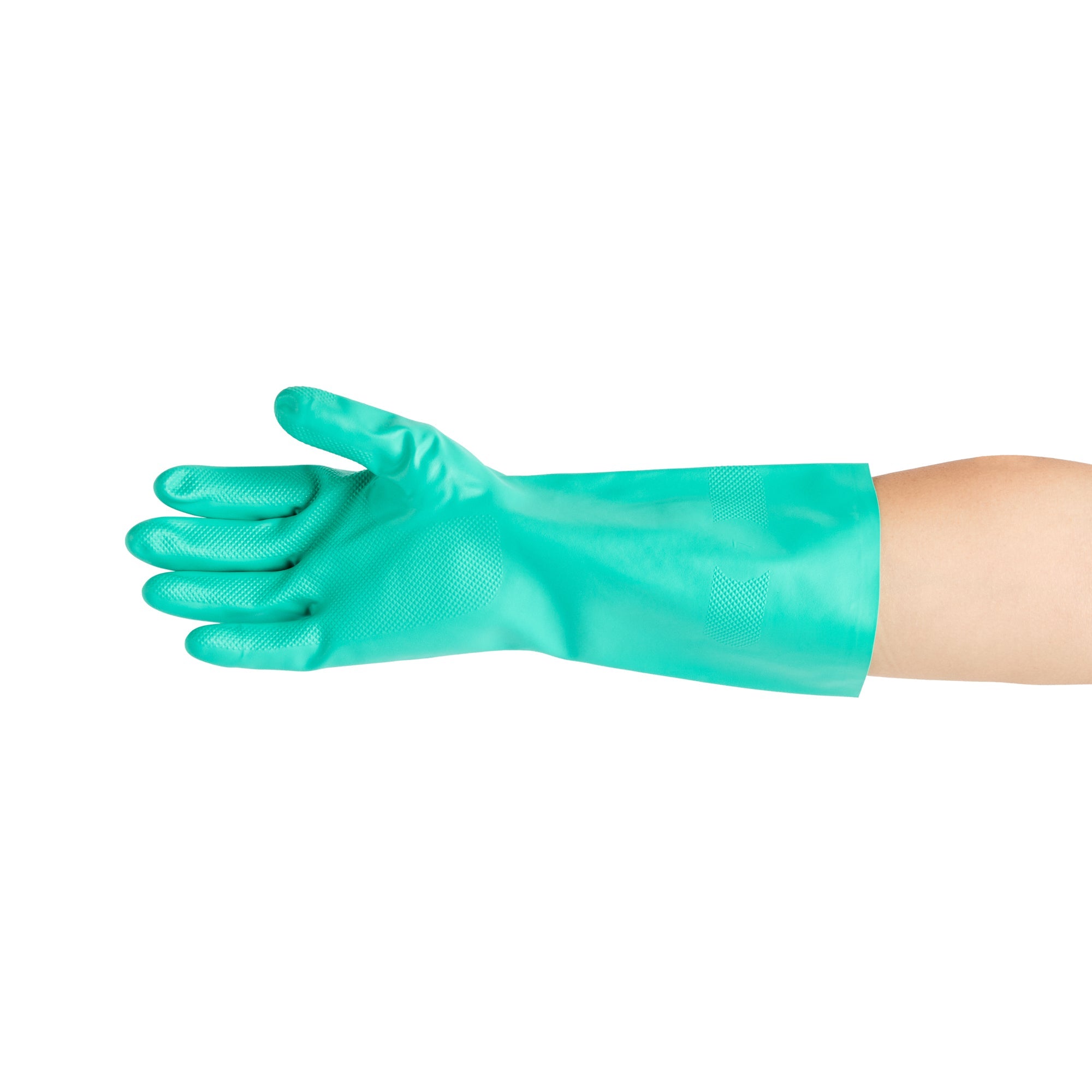 Clean Tek Professional Green Extra Large Nitrile Gloves - 15 mil, Flock Lining, Chemical-Resistant - 13" x 4 3/4" - Pair - 1 count box