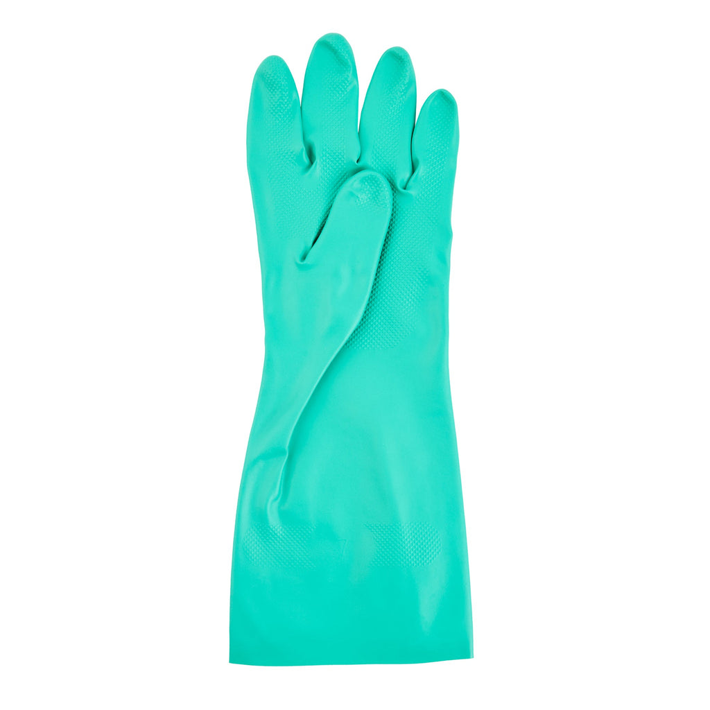 Clean Tek Professional Green Extra Large Nitrile Gloves - 15 mil, Flock Lining, Chemical-Resistant - 13" x 4 3/4" - Pair - 1 count box