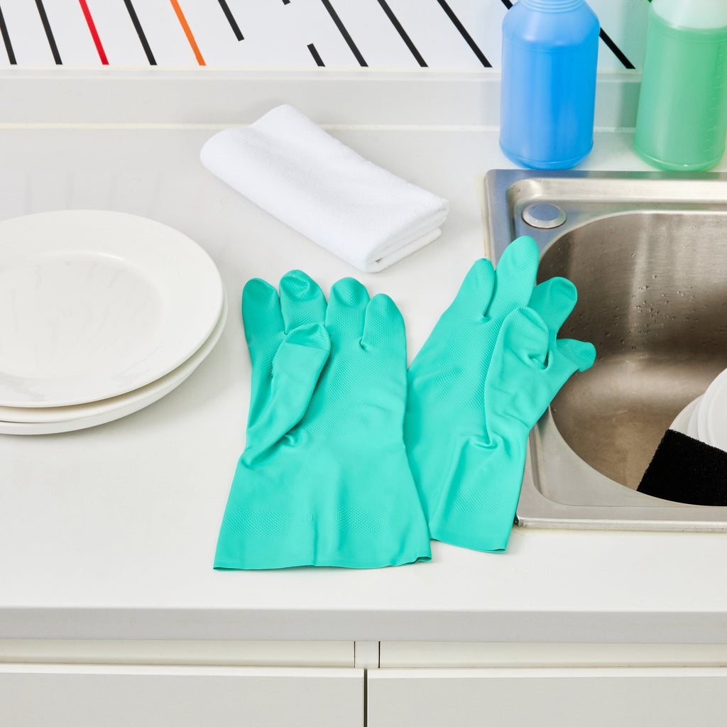 Clean Tek Professional Green Extra Large Nitrile Gloves - 15 mil, Flock Lining, Chemical-Resistant - 13" x 4 3/4" - Pair - 1 count box