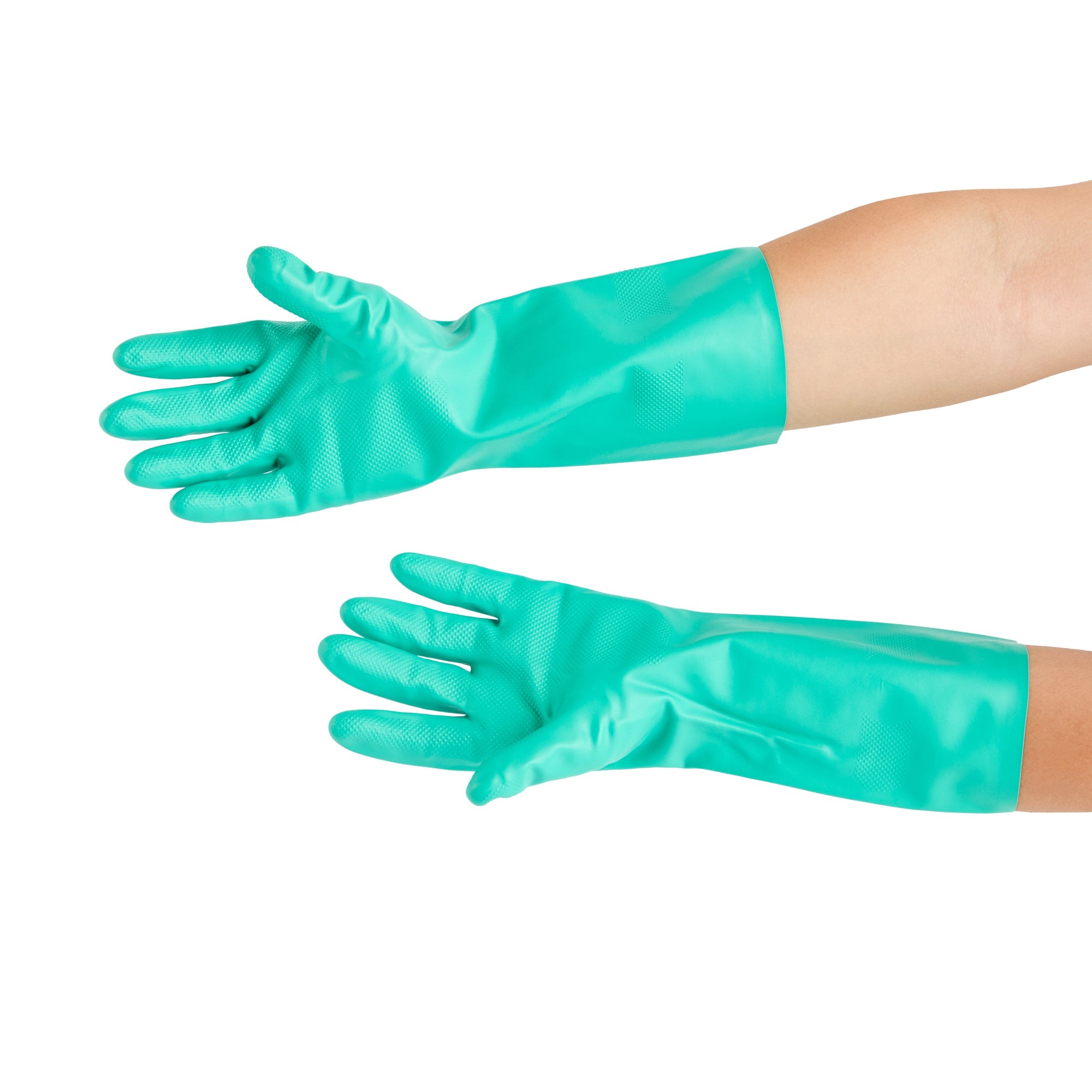 Clean Tek Professional Green Extra Large Nitrile Gloves - 15 mil, Flock Lining, Chemical-Resistant - 13" x 4 3/4" - Pair - 10 count box