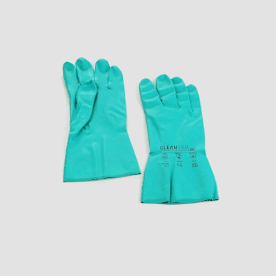 Clean Tek Professional Green Extra Large Nitrile Gloves - 15 mil, Flock Lining, Chemical-Resistant - 13" x 4 3/4" - Pair - 10 count box