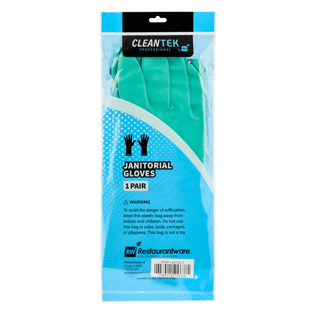 Clean Tek Professional Green Extra Large Nitrile Gloves - 15 mil, Flock Lining, Chemical-Resistant - 13" x 4 3/4" - Pair - 10 count box