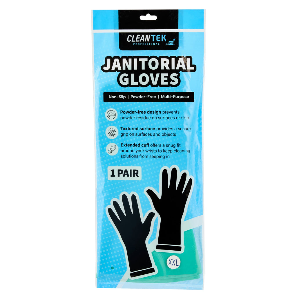 Clean Tek Professional Green XXL Nitrile Gloves - 15 mil, Flock Lining, Chemical-Resistant - 13" x 5" - Pair - 1 count box