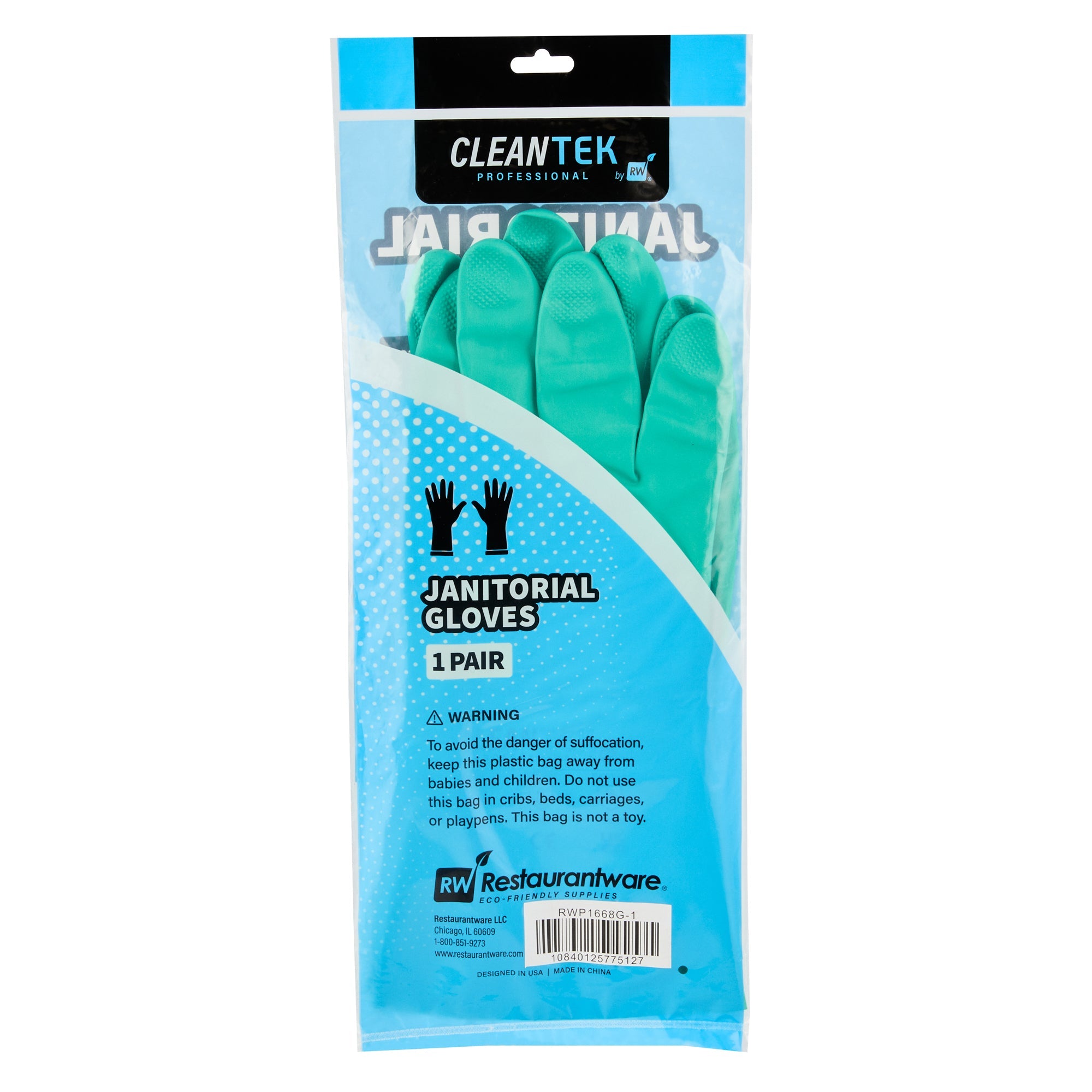 Clean Tek Professional Green XXL Nitrile Gloves - 15 mil, Flock Lining, Chemical-Resistant - 13" x 5" - Pair - 1 count box