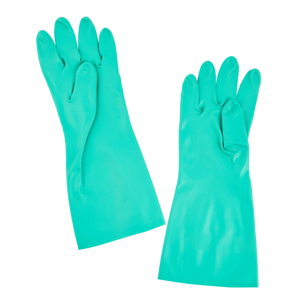 Clean Tek Professional Green XXL Nitrile Gloves - 15 mil, Flock Lining, Chemical-Resistant - 13" x 5" - Pair - 1 count box