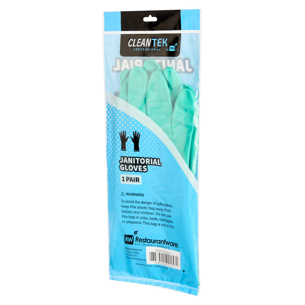 Clean Tek Professional Green XXL Nitrile Gloves - 15 mil, Flock Lining, Chemical-Resistant - 13" x 5" - Pair - 10 count box