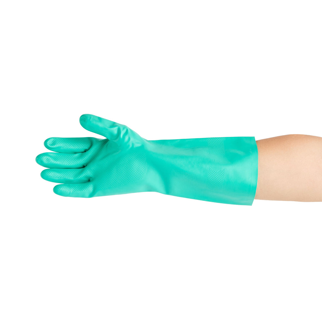 Clean Tek Professional Green XXL Nitrile Gloves - 15 mil, Flock Lining, Chemical-Resistant - 13" x 5" - Pair - 10 count box