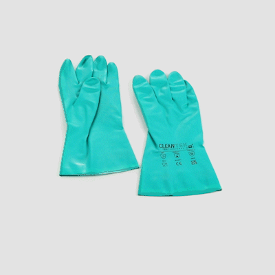 Clean Tek Professional Green XXL Nitrile Gloves - 15 mil, Flock Lining, Chemical-Resistant - 13" x 5" - Pair - 10 count box