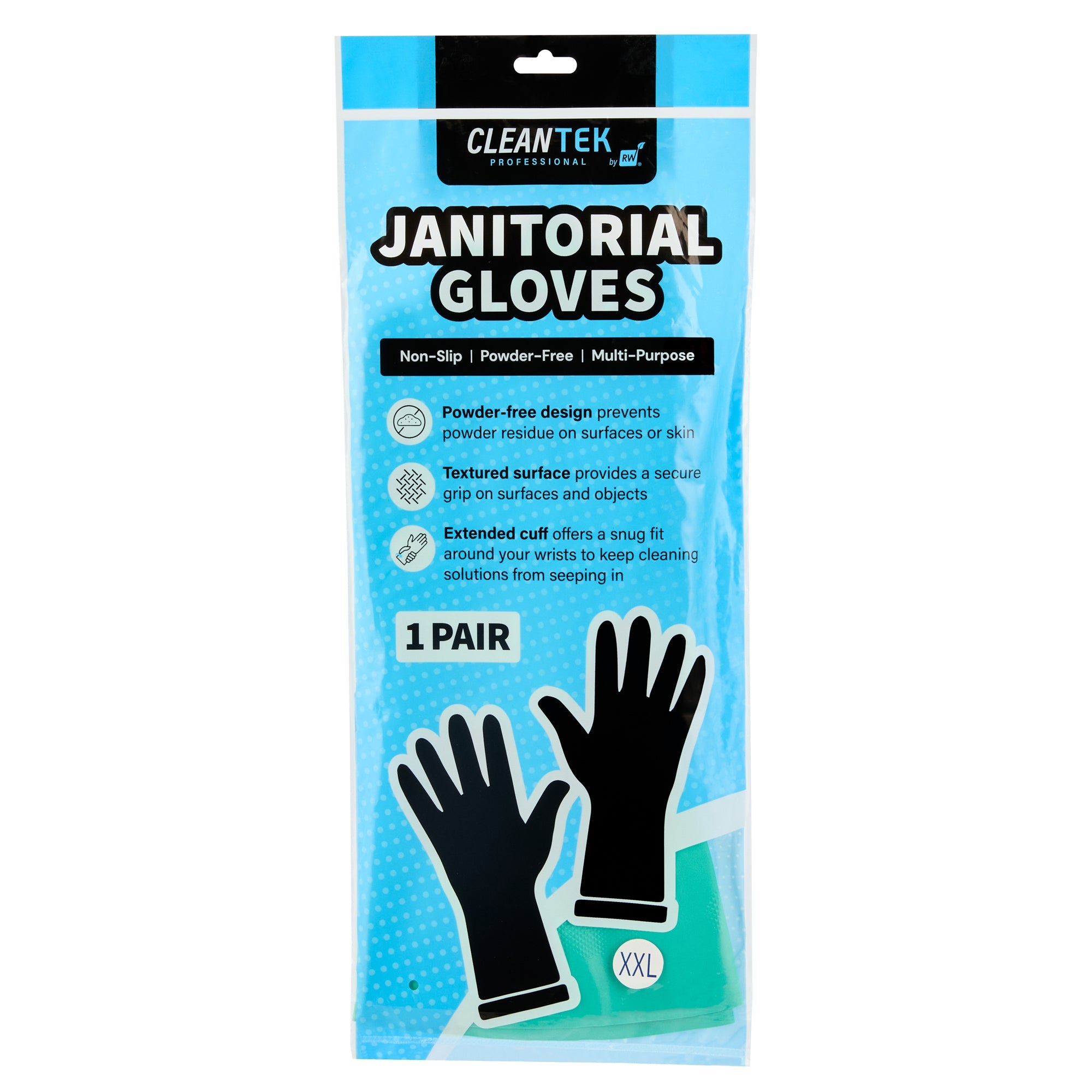 Clean Tek Professional Green XXL Nitrile Gloves - 15 mil, Flock Lining, Chemical-Resistant - 13" x 5" - Pair - 10 count box