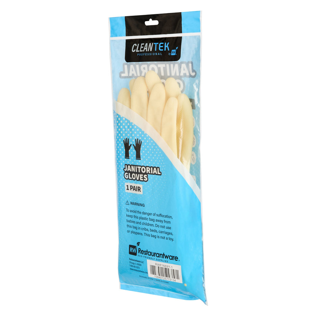 Clean Tek Professional Yellow Small Latex Gloves - 22 mil - 13" x 4 1/4" - Pair - 1 count box