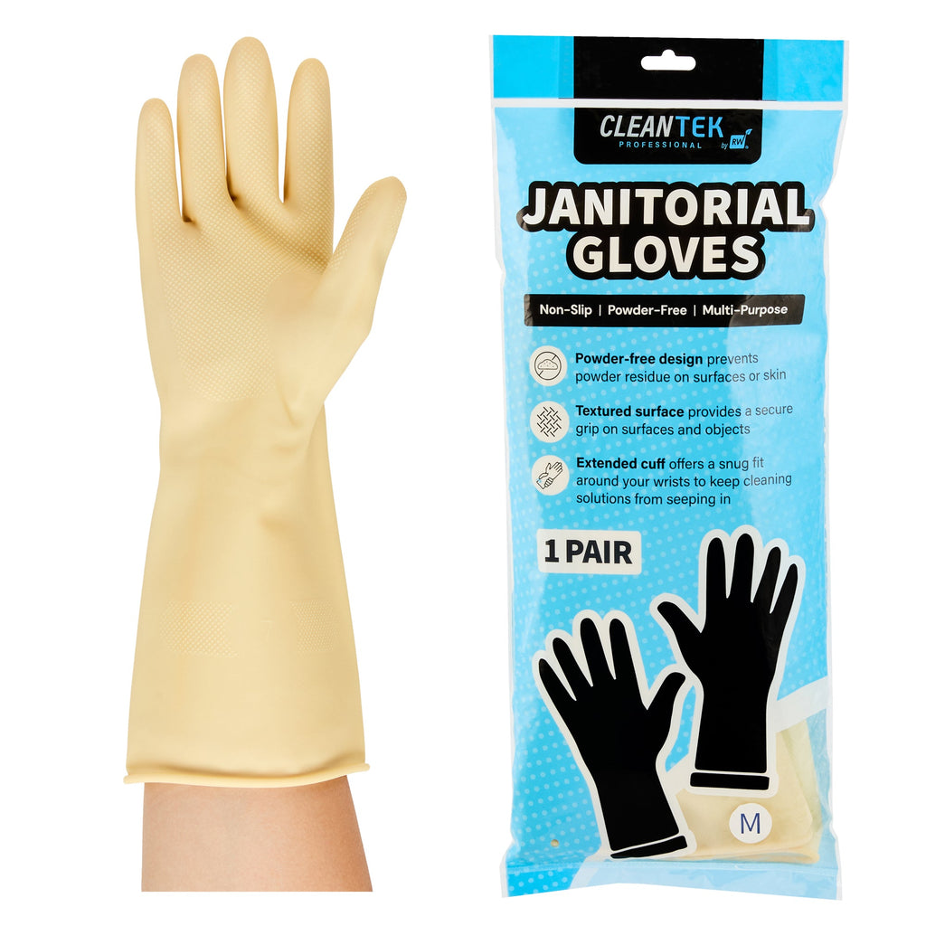 Clean Tek Professional Yellow Medium Latex Gloves - 22 mil - 13" x 4 1/4" - Pair - 1 count box