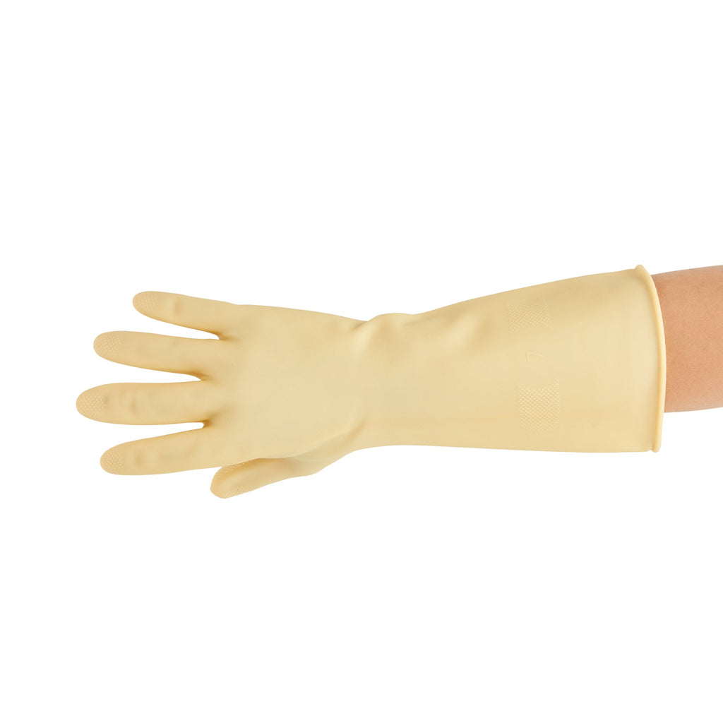 Clean Tek Professional Yellow Medium Latex Gloves - 22 mil - 13" x 4 1/4" - Pair - 1 count box
