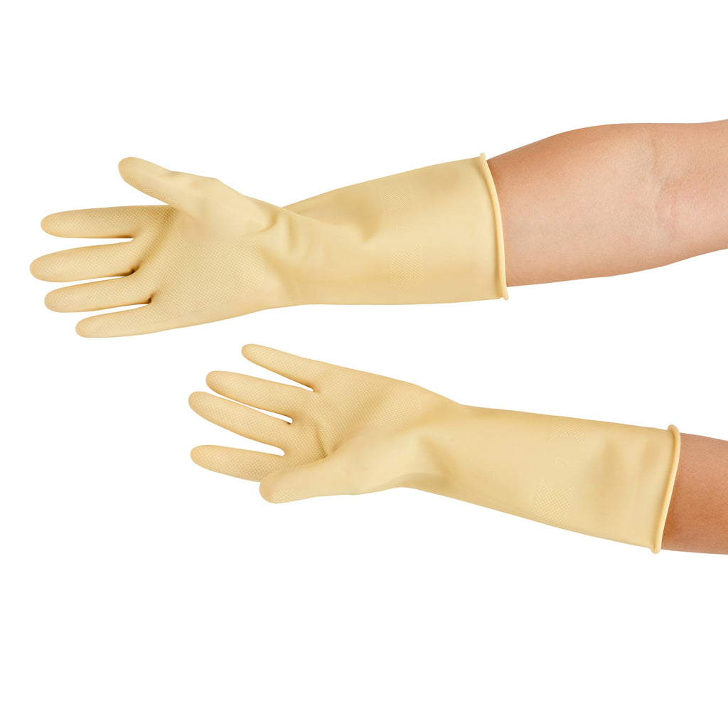 Clean Tek Professional Yellow Medium Latex Gloves - 22 mil - 13" x 4 1/4" - Pair - 1 count box