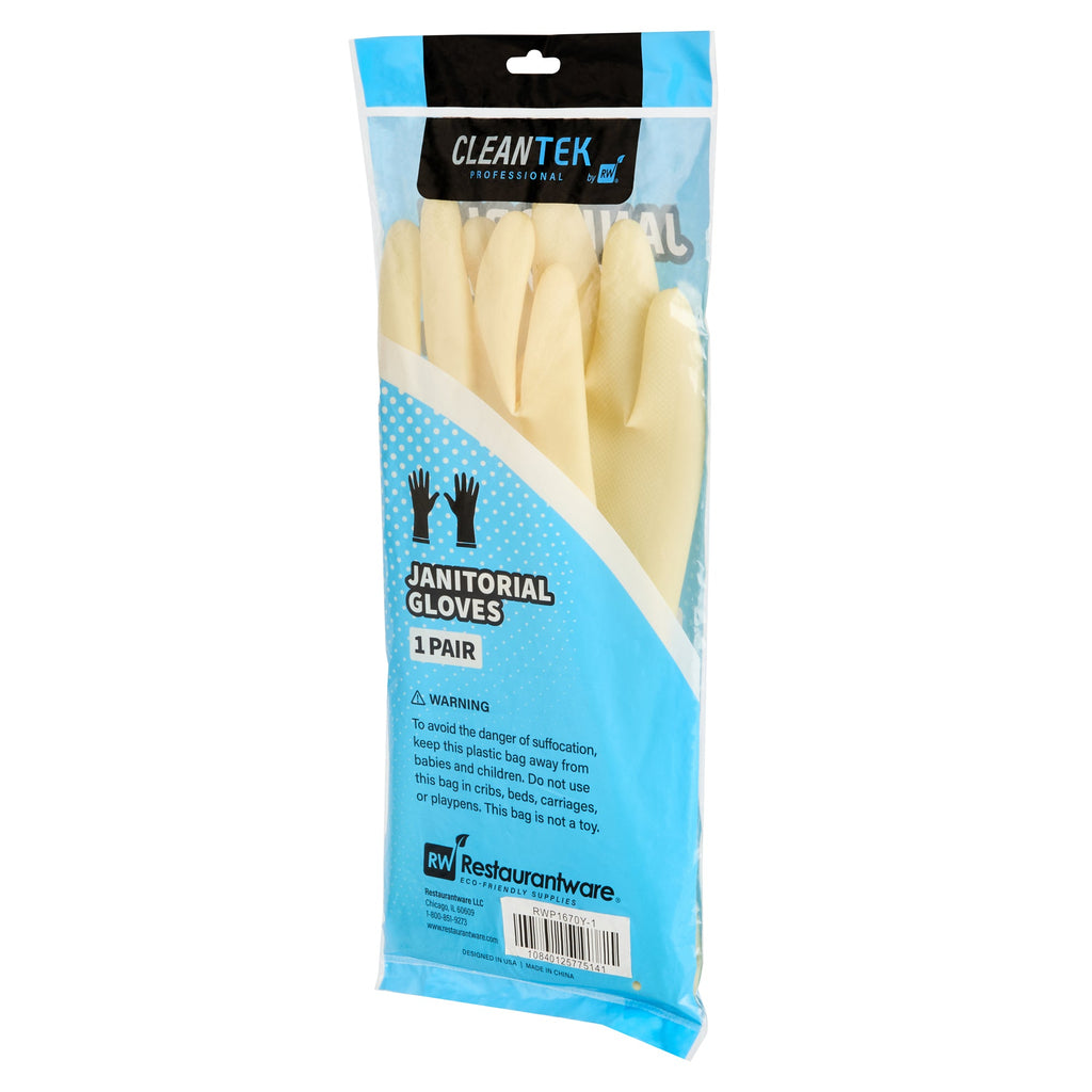 Clean Tek Professional Yellow Medium Latex Gloves - 22 mil - 13" x 4 1/4" - Pair - 10 count box