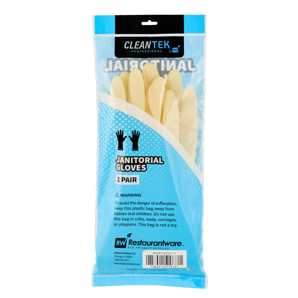 Clean Tek Professional Yellow Medium Latex Gloves - 22 mil - 13" x 4 1/4" - Pair - 10 count box