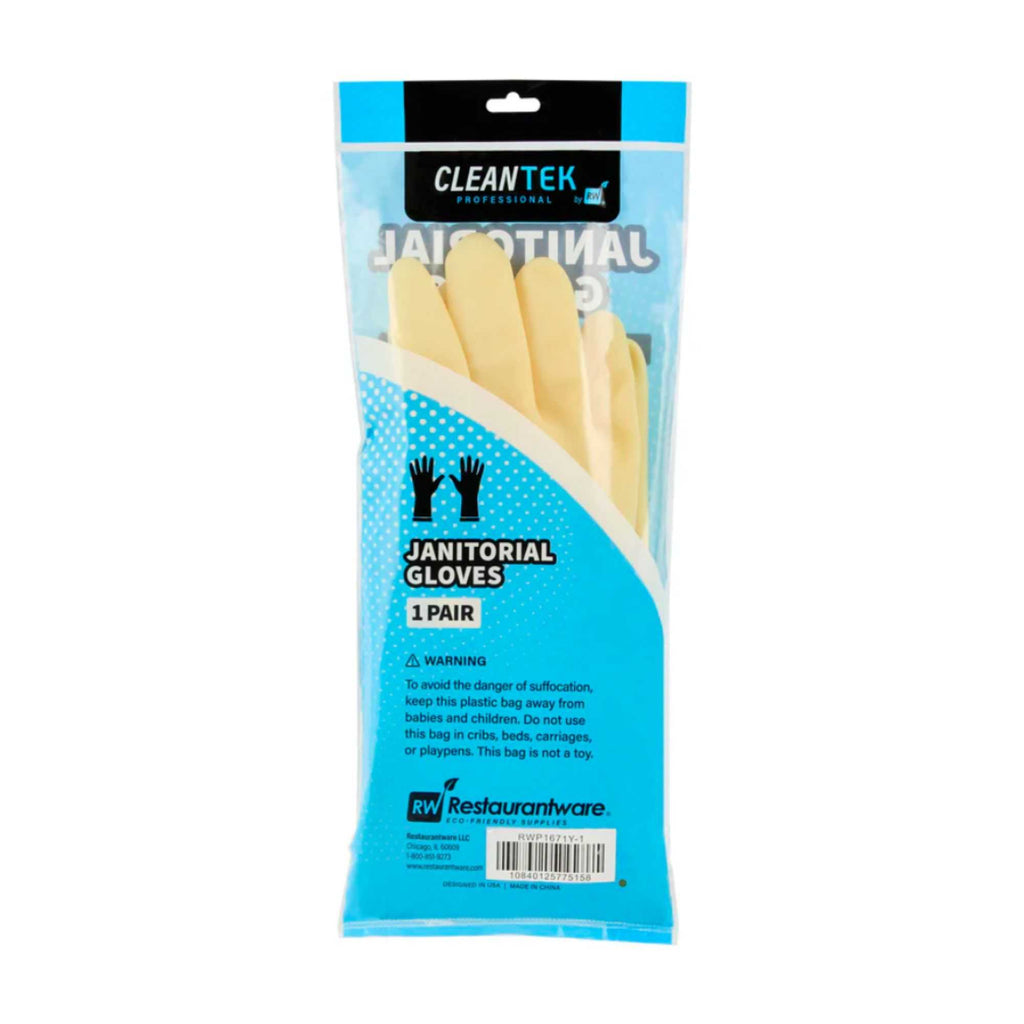 Clean Tek Professional Yellow Large Latex Gloves - 22 mil - 13" x 4 1/2" - Pair - 10 count box