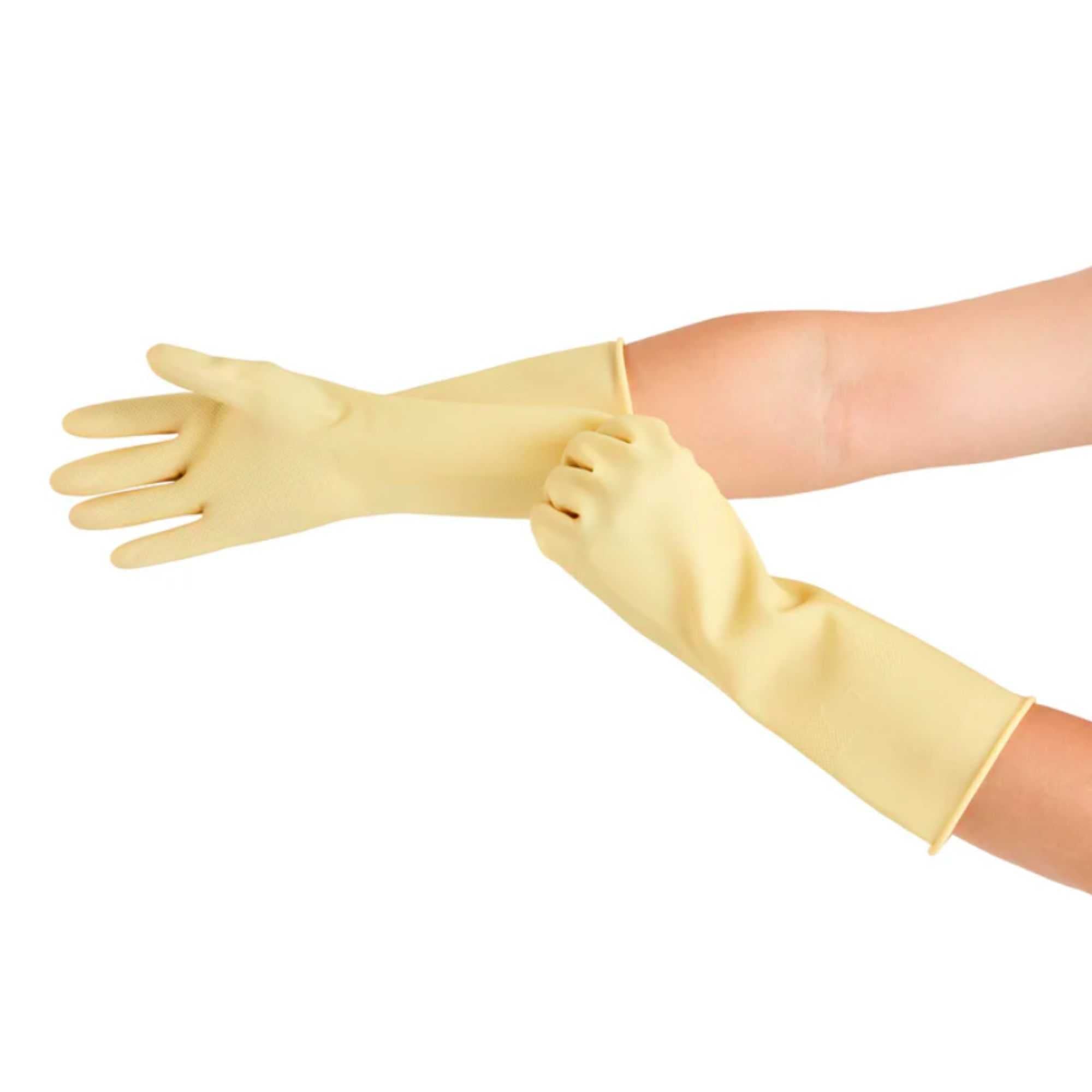 Clean Tek Professional Yellow Large Latex Gloves - 22 mil - 13" x 4 1/2" - Pair - 10 count box