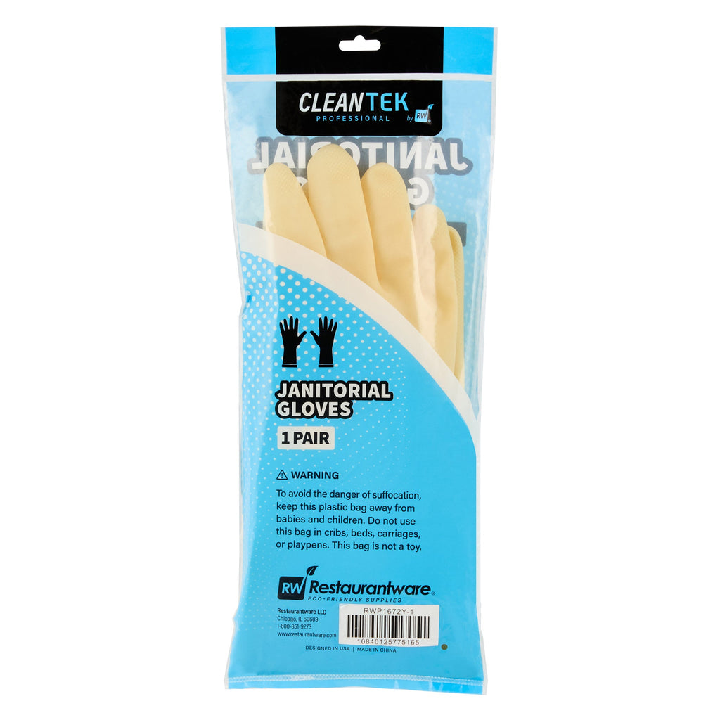 Clean Tek Professional Yellow Extra Large Latex Gloves - 22 mil - 13" x 5 1/4" - Pair - 1 count box