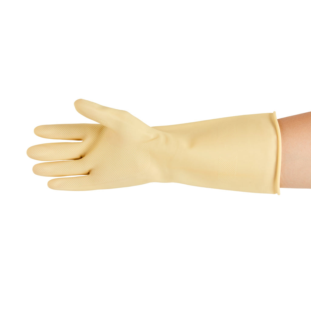 Clean Tek Professional Yellow Extra Large Latex Gloves - 22 mil - 13" x 5 1/4" - Pair - 10 count box