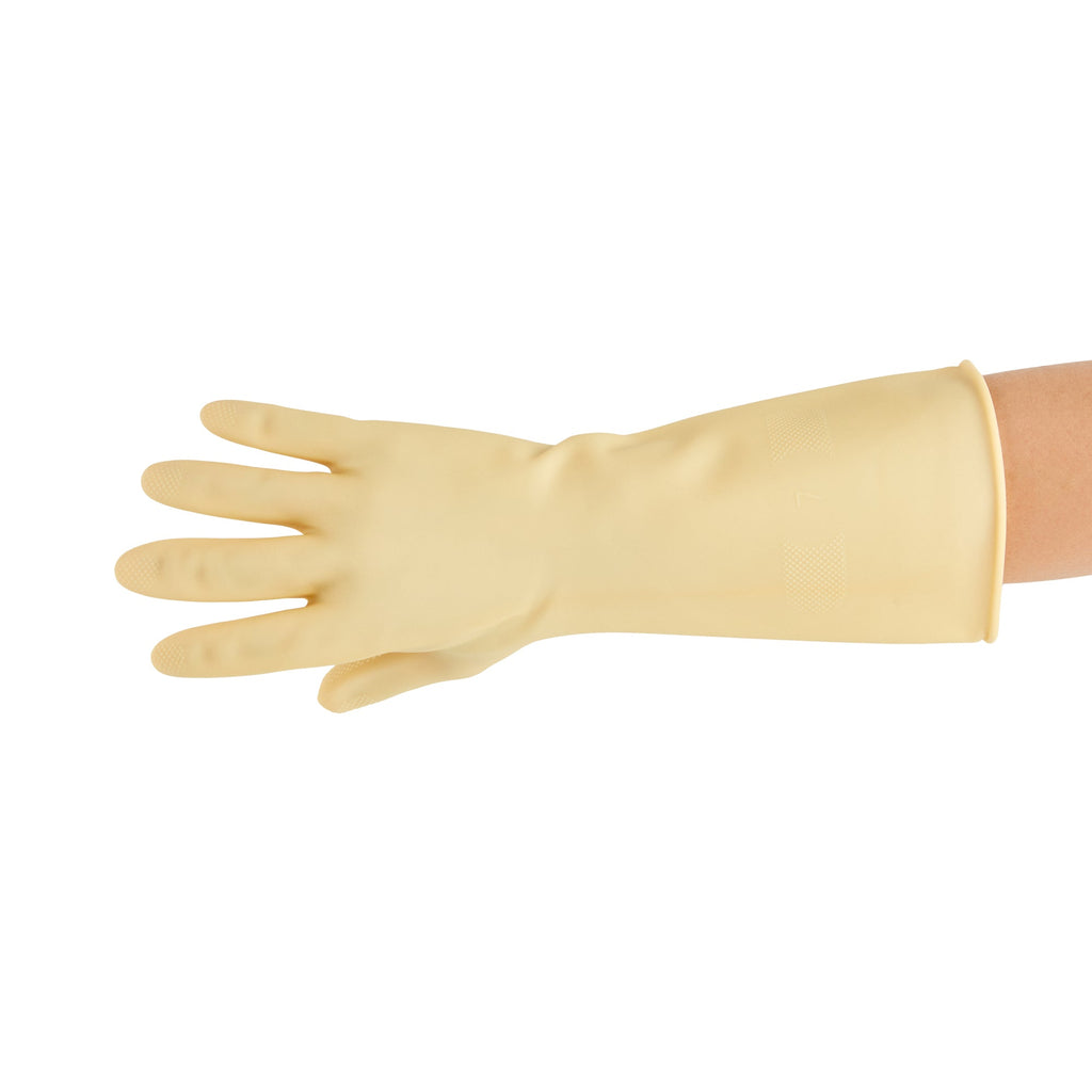 Clean Tek Professional Yellow Extra Large Latex Gloves - 22 mil - 13" x 5 1/4" - Pair - 10 count box