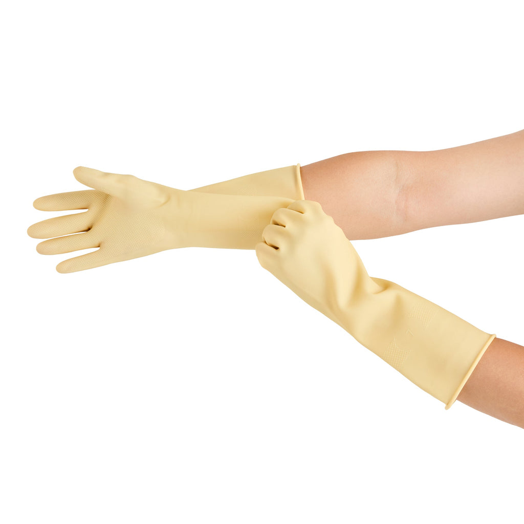 Clean Tek Professional Yellow Extra Large Latex Gloves - 22 mil - 13" x 5 1/4" - Pair - 10 count box