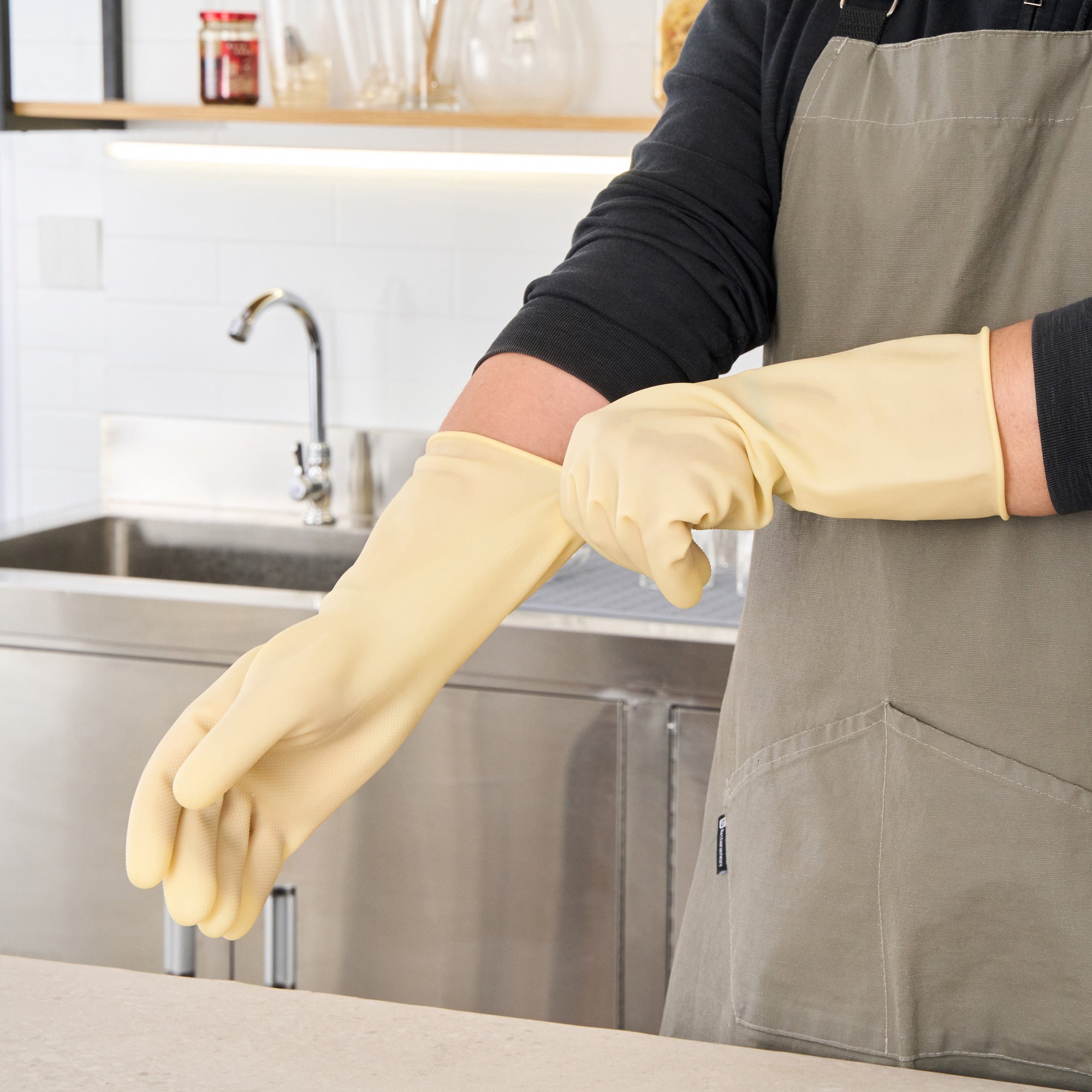 Clean Tek Professional Yellow Extra Large Latex Gloves - 22 mil - 13" x 5 1/4" - Pair - 10 count box