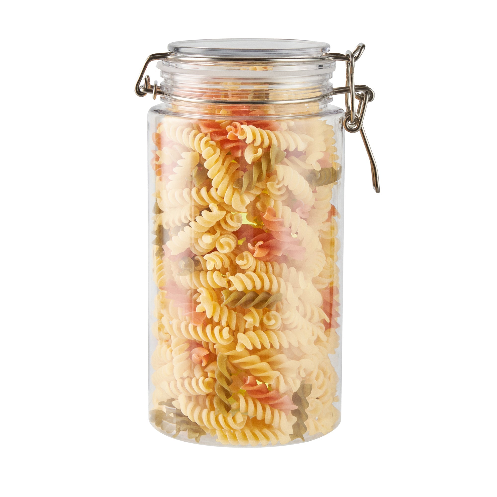Met Lux 51 oz Round Clear Plastic Storage Jar - with Hinged Lid - 4 1/4" x 4 1/4" x 8 1/4" - 20 count box