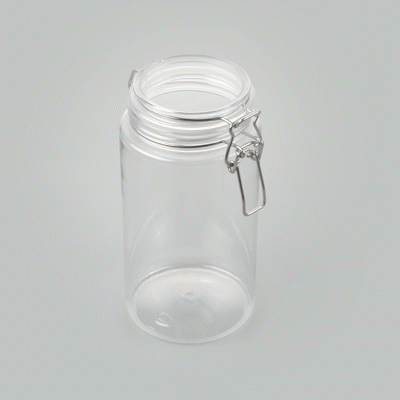 Met Lux 51 oz Round Clear Plastic Storage Jar - with Hinged Lid - 4 1/4" x 4 1/4" x 8 1/4" - 20 count box