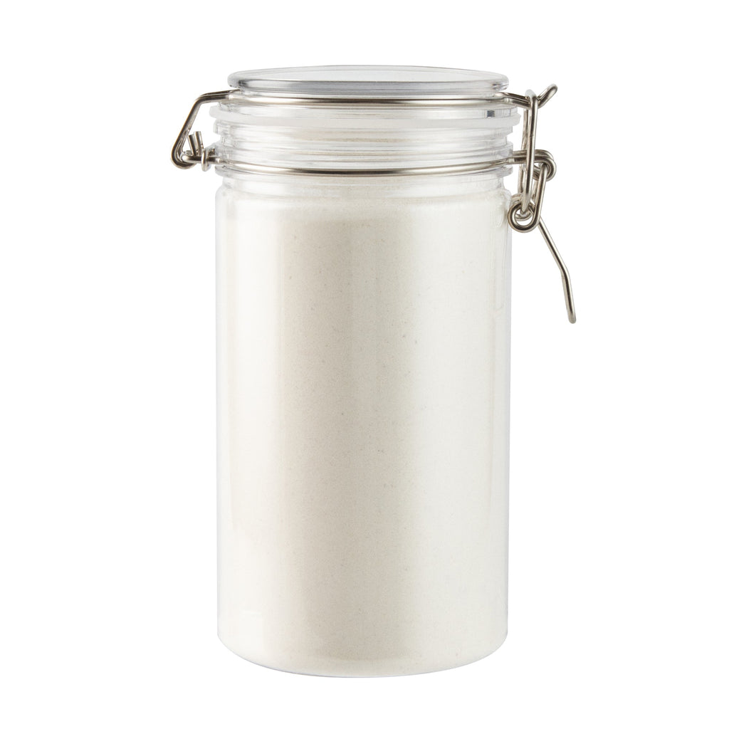 Met Lux 32 oz Round Clear Plastic Storage Jar - with Hinged Lid - 3 3/4" x 3 3/4" x 7 1/4" - 2 count box
