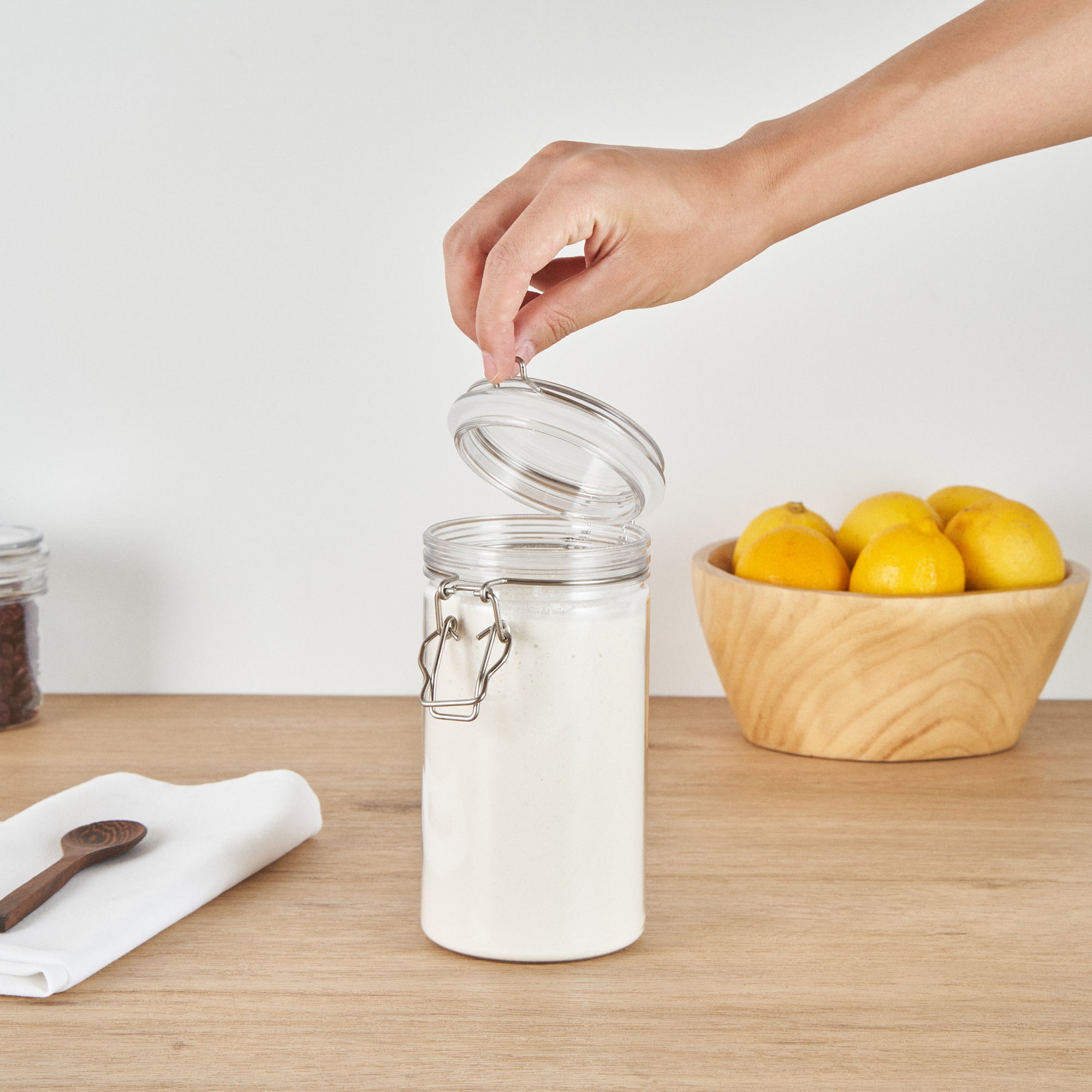 Met Lux 32 oz Round Clear Plastic Storage Jar - with Hinged Lid - 3 3/4" x 3 3/4" x 7 1/4" - 2 count box