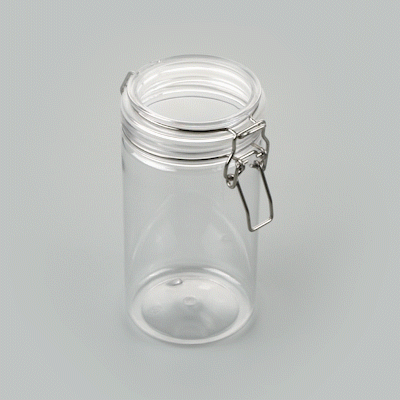 Met Lux 32 oz Round Clear Plastic Storage Jar - with Hinged Lid - 3 3/4" x 3 3/4" x 7 1/4" - 20 count box