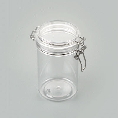 Met Lux 24 oz Round Clear Plastic Storage Jar - with Hinged Lid - 3 1/2" x 3 1/2" x 6" - 2 count box