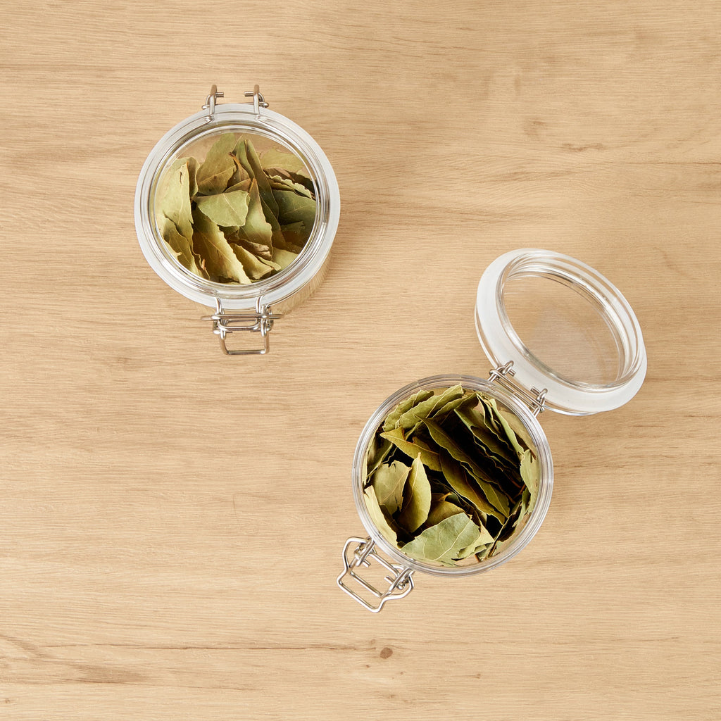 Met Lux 17 oz Round Clear Plastic Storage Jar - with Hinged Lid - 3 1/2" x 3 1/2" x 4 1/2" - 2 count box