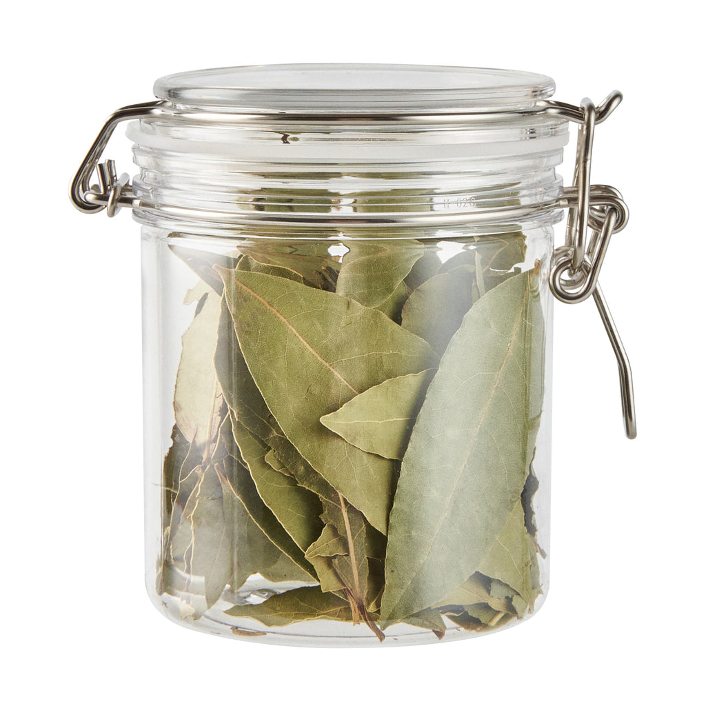 Met Lux 17 oz Round Clear Plastic Storage Jar - with Hinged Lid - 3 1/2" x 3 1/2" x 4 1/2" - 20 count box