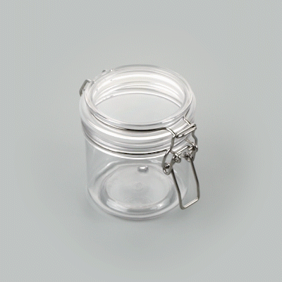 Met Lux 15 oz Round Clear Plastic Storage Jar - with Hinged Lid - 3 1/2" x 3 1/2" x 4" - 2 count box