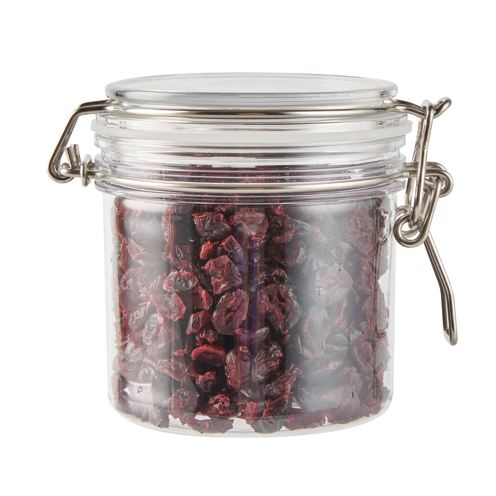 Met Lux 15 oz Round Clear Plastic Storage Jar - with Hinged Lid - 3 1/2" x 3 1/2" x 4" - 20 count box