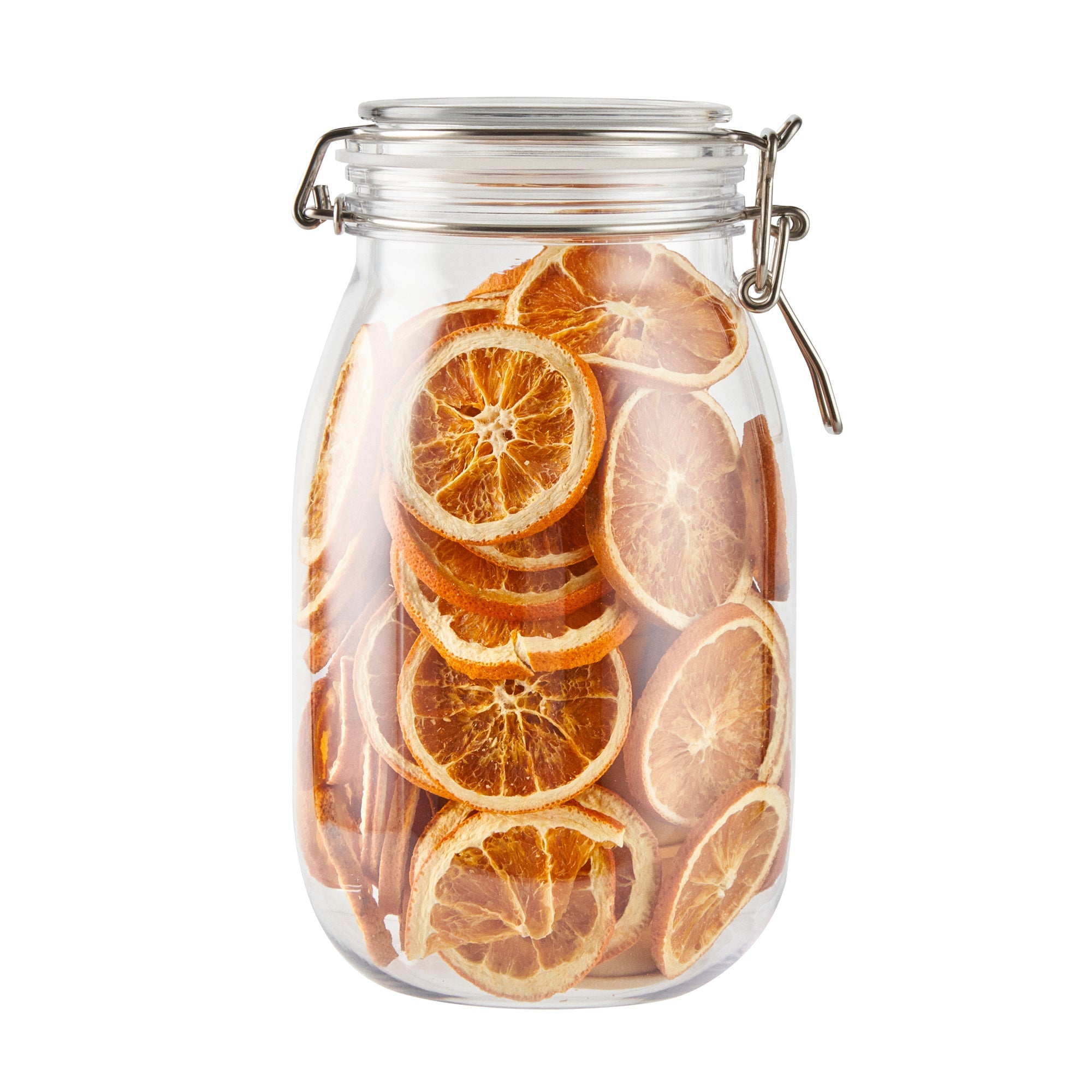 Met Lux 56 oz Round Clear Plastic Storage Jar - with Hinged Lid - 4 3/4" x 4 3/4" x 8 1/4" - 2 count box